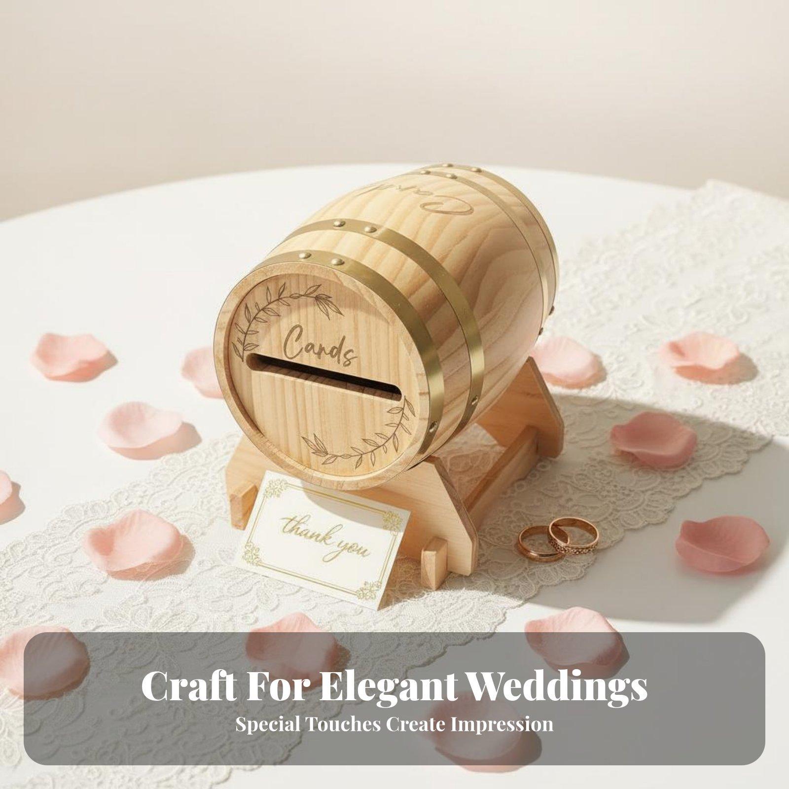Event Party Box - Rustic Solid Wood Card Box Barrel