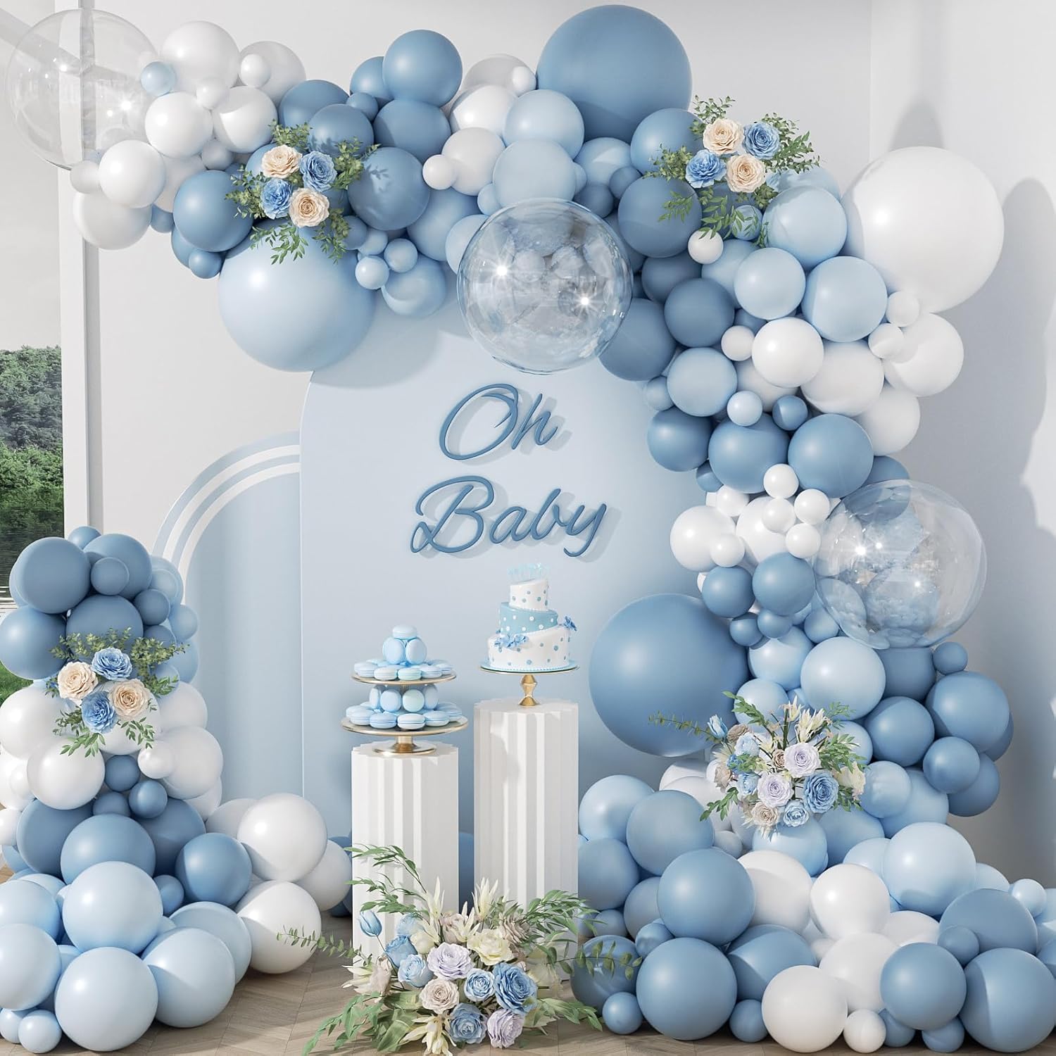 Balloon Arch Kit - 105Pcs Dusty Blue Balloon Arch Garland