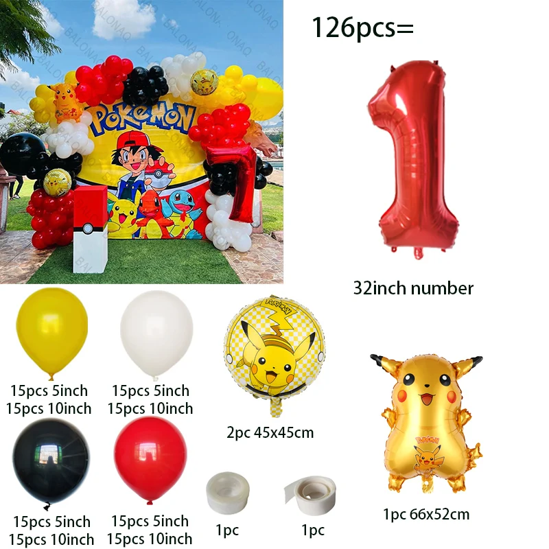 126pcs Cartoon Pikachu Theme B - Balloon Arch Kit recension och pris