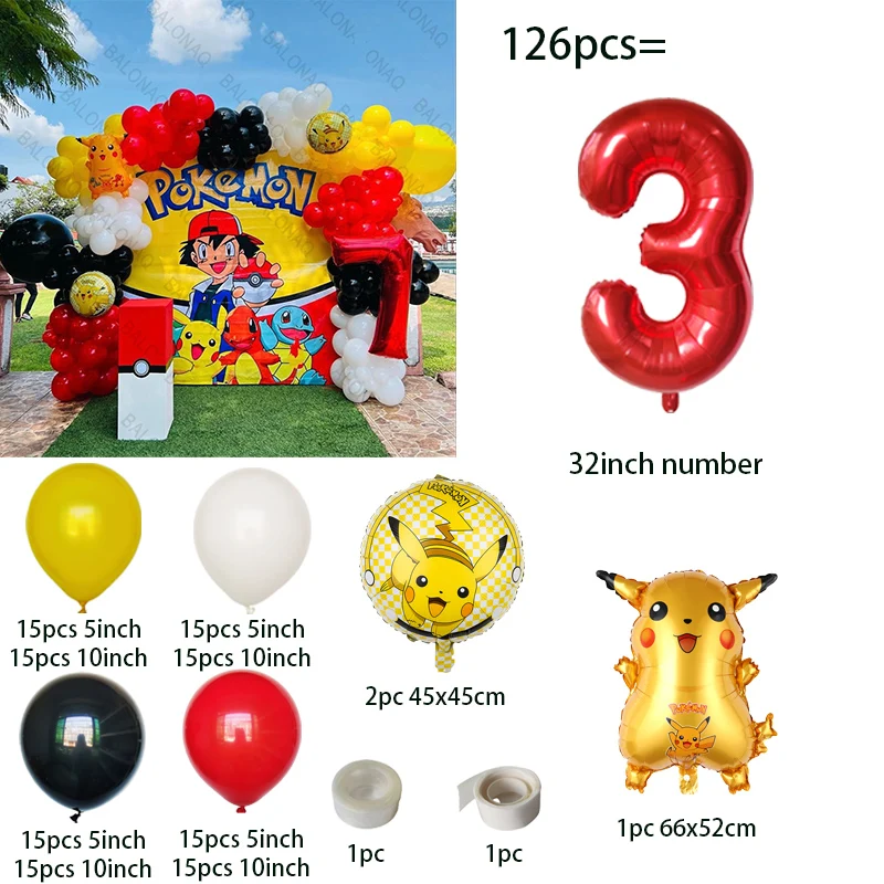126pcs Cartoon Pikachu Theme B - Balloon Arch Kit recension och pris