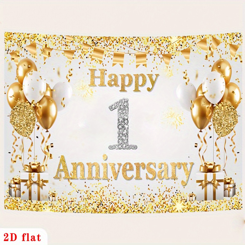 2D Flat Gold White Happy 1st A - Party Banner Gold recension och pris