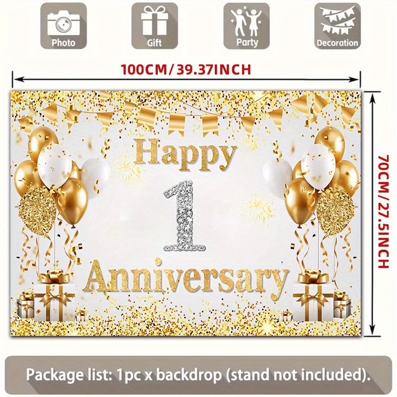 2D Flat Gold White Happy 1st A - Party Banner Gold recension och pris