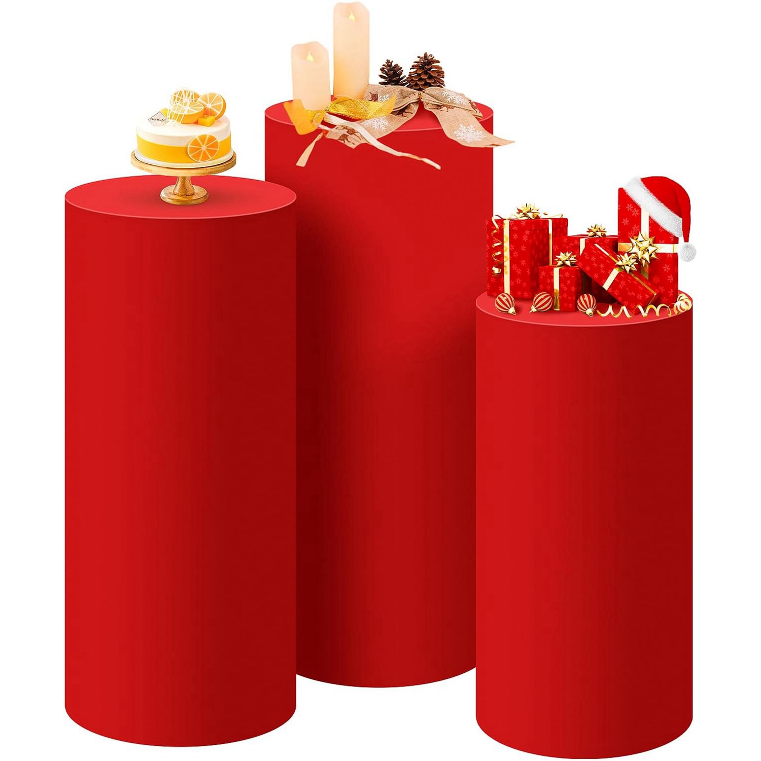 Yeele Red Cylinder Stand Cover - Dessert Table Backdrop recension och pris