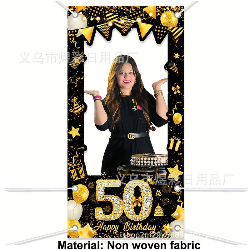 50th Birthday Decoration Black - Party Banner Gold recension och pris