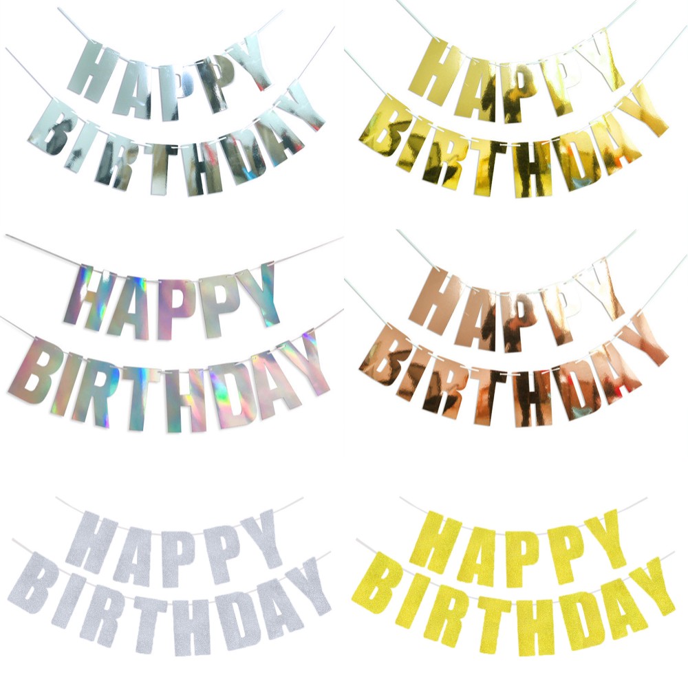 Happy Birthday Banner Gold Sil - Party Banner Gold recension och pris