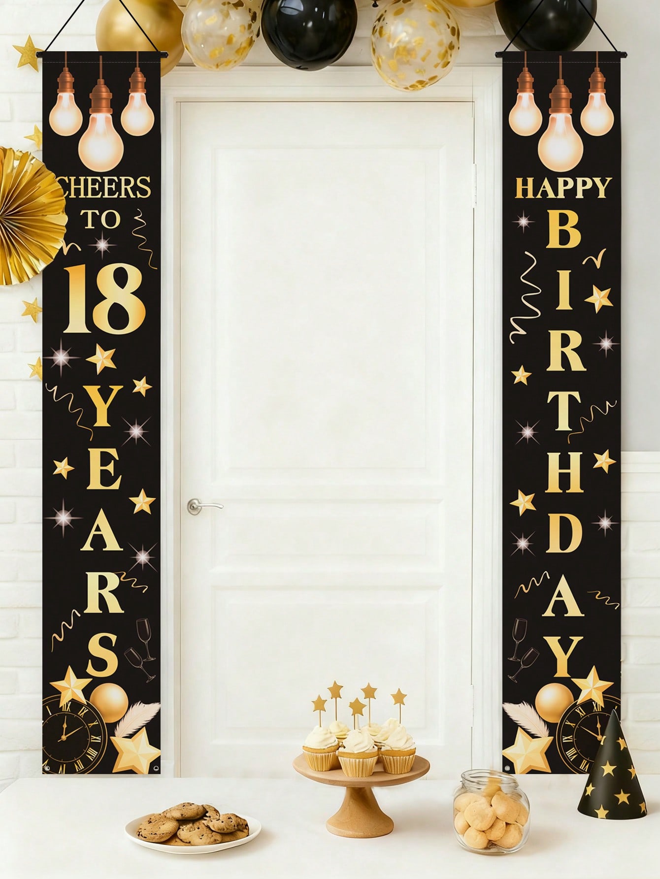 1 Pair of 18Th Birthday Celebr - Party Banner Gold recension och pris