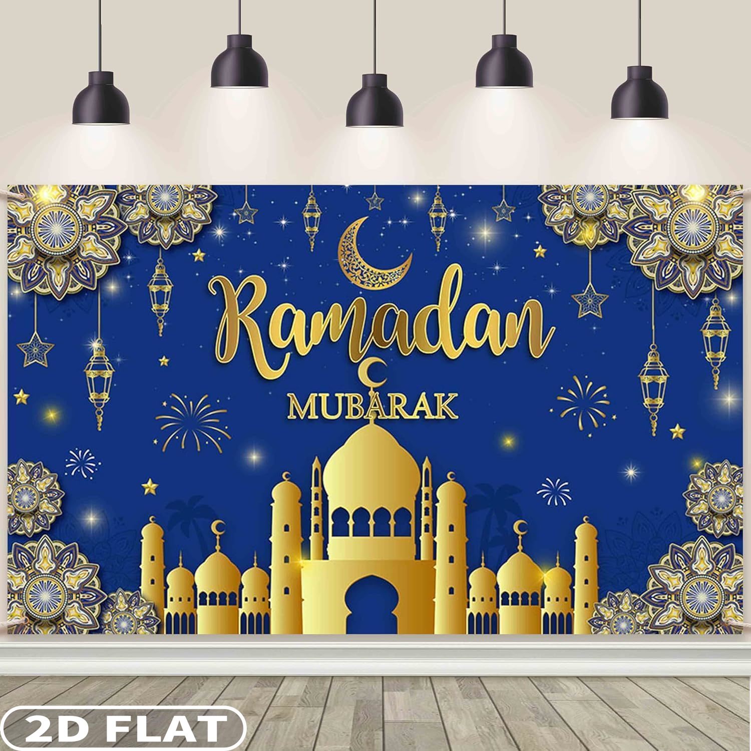 2D FLAT 1pc Ramadan Mubarak Fe - Party Banner Gold recension och pris