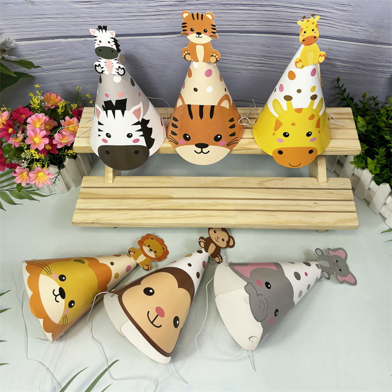 6Pcs Jungle Animal Paper Hats  - Party Hat Cone recension och pris