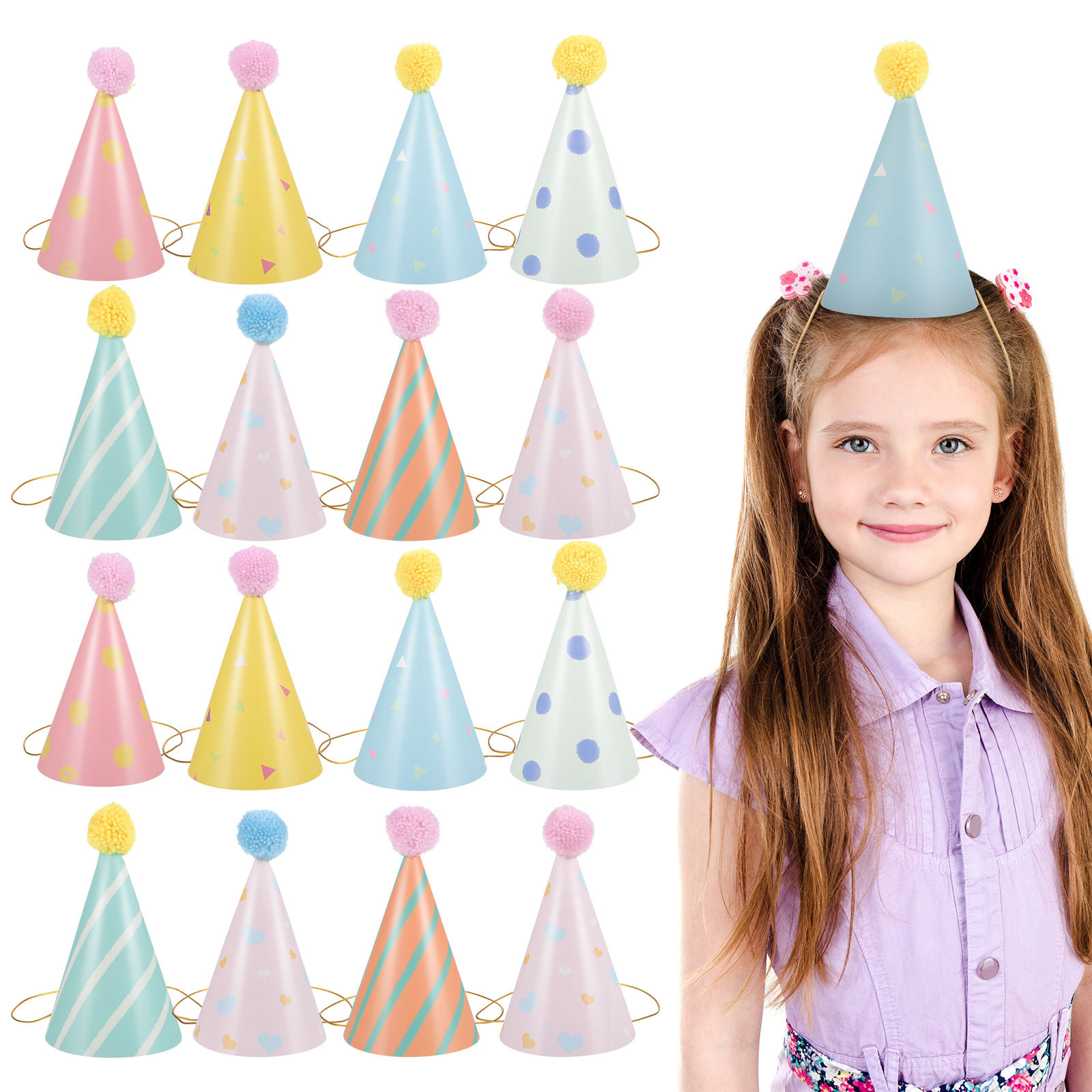 14Pcs Paper Birthday Hats for  - Party Hat Cone recension och pris