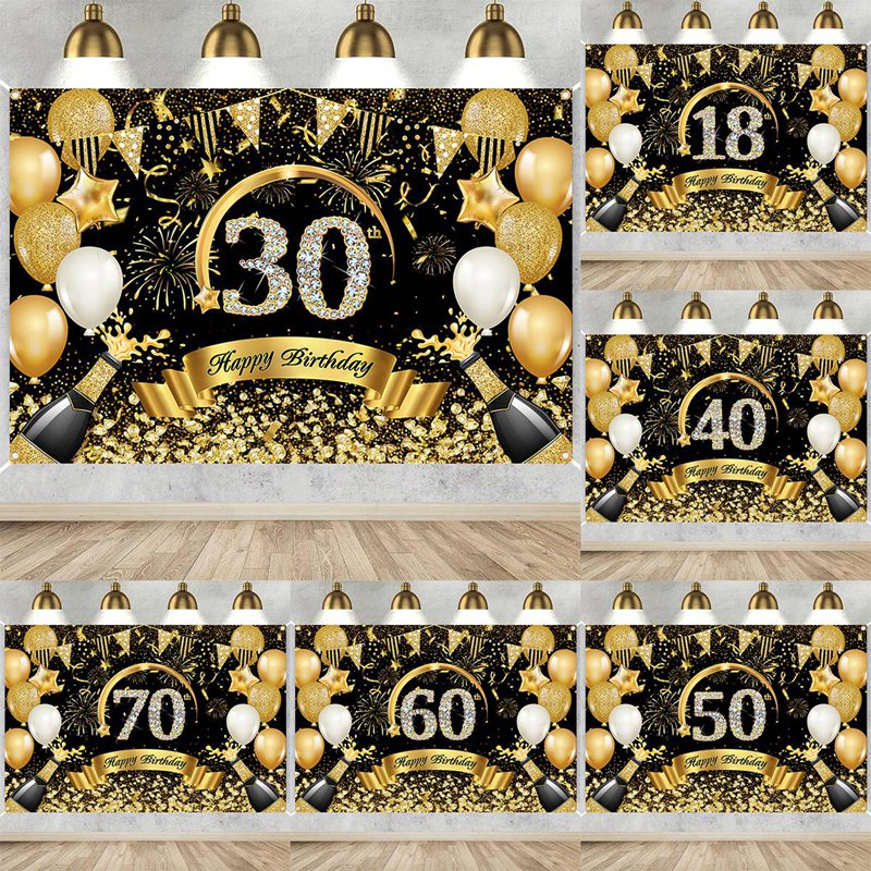 Happy 30th 40th 50th Birthday  - Party Banner Gold recension och pris