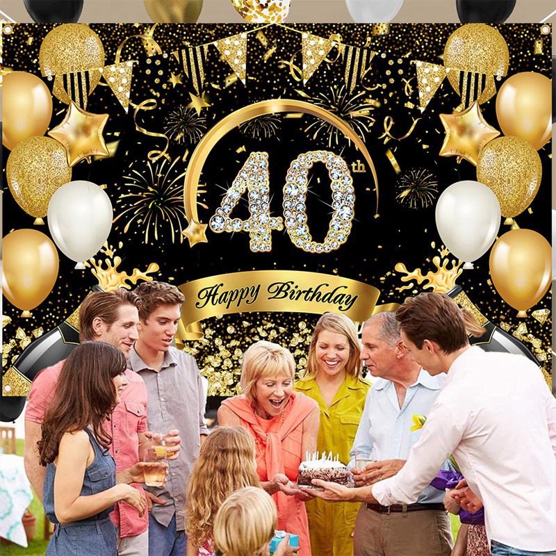 Happy 30th 40th 50th Birthday  - Party Banner Gold recension och pris