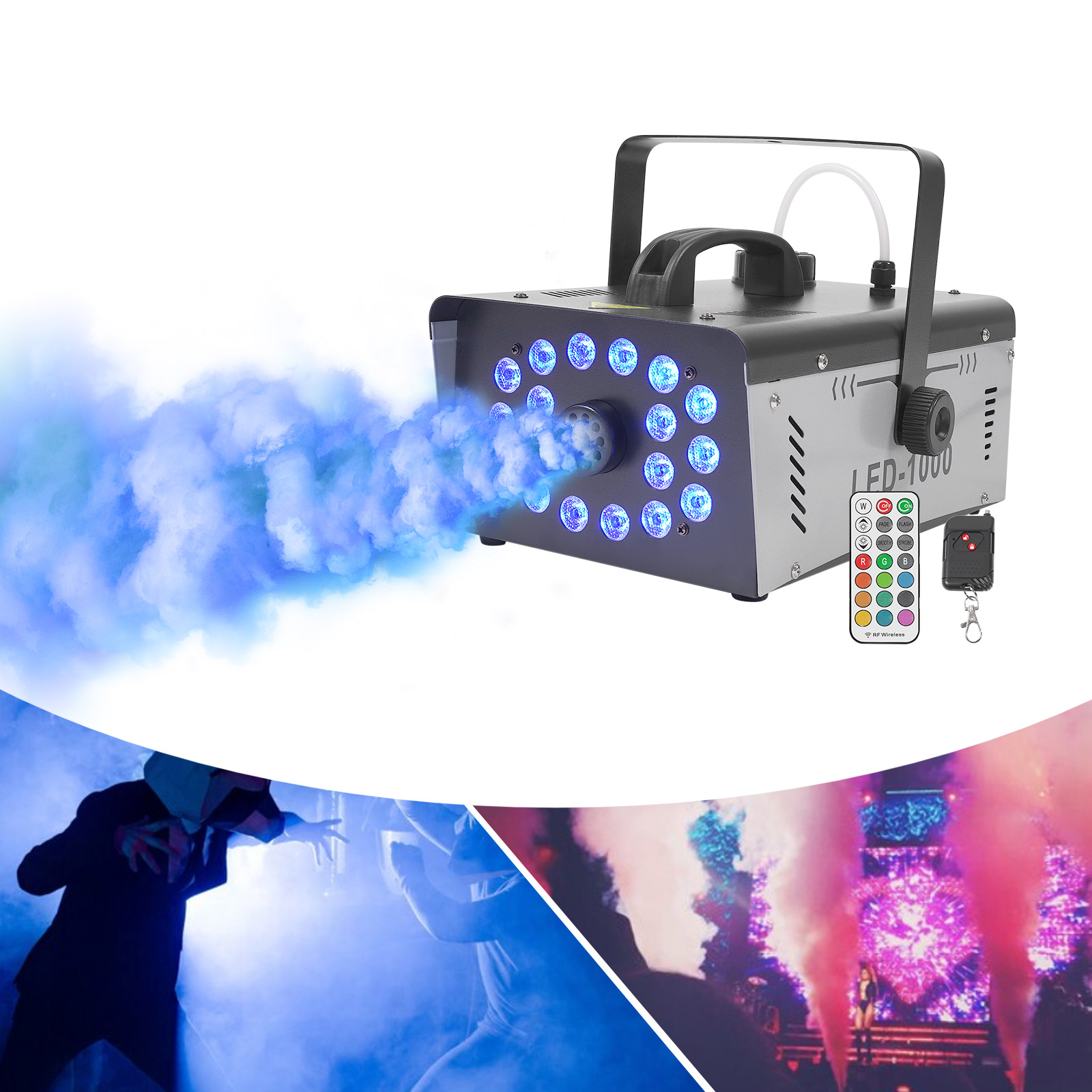 Smoke Machine 1000W 18 LED Sta - Event Party Dj recension och pris