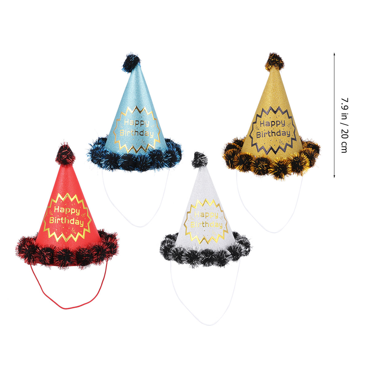 4pcs Glitter Birthday Hats Shi - Party Hat Cone recension och pris