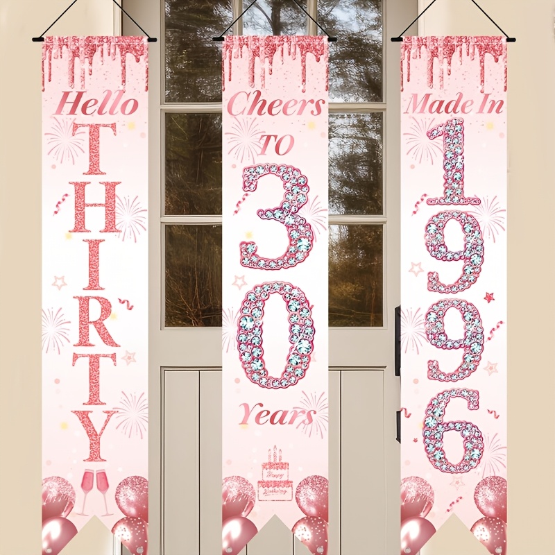 2D Flat 3Pcs Pink Gold 30th Bi - Party Banner Gold recension och pris