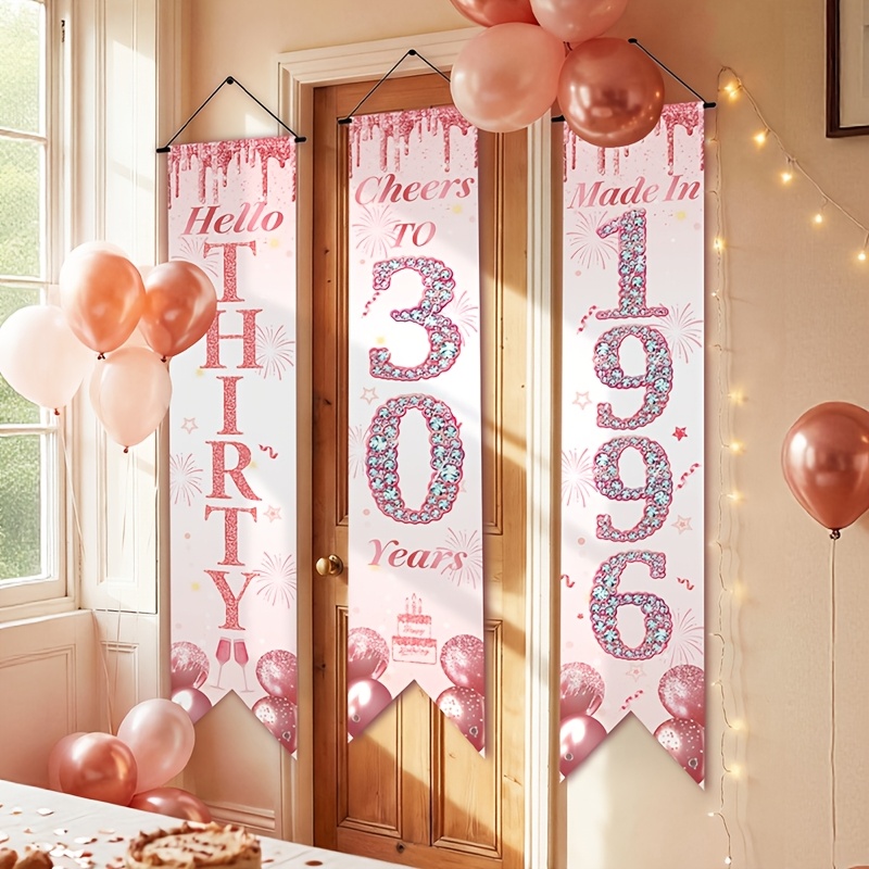 2D Flat 3Pcs Pink Gold 30th Bi - Party Banner Gold recension och pris